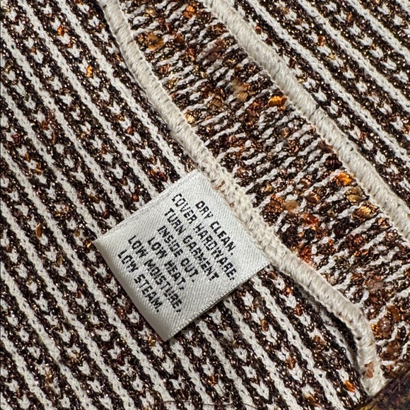 ST. JOHN COUTURE TWO PIECE SUIT SKIRT IN BRONZE GOLD WHITE METALLIC KNIT SIZE 2 - Picture 13 of 15